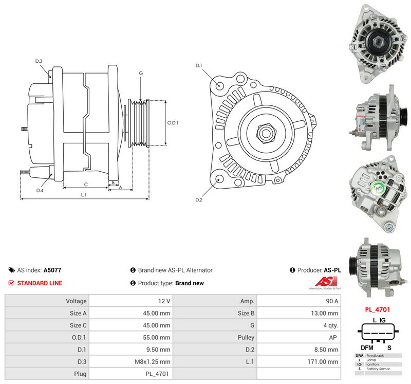 Generaator, AS-PL A5077