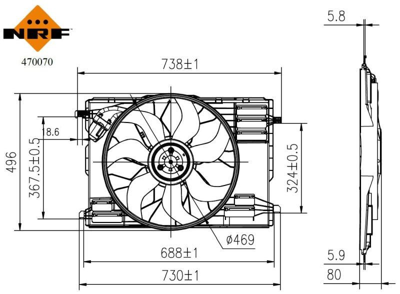 NRF ventilátor, motorhűtés 470070