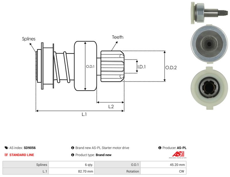 AS-PL SD9056 Freewheel Gear, starter