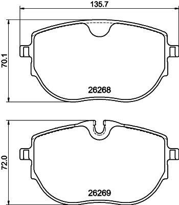 Комплект гальмівних накладок, дискове гальмо, Hella 8DB355040-921