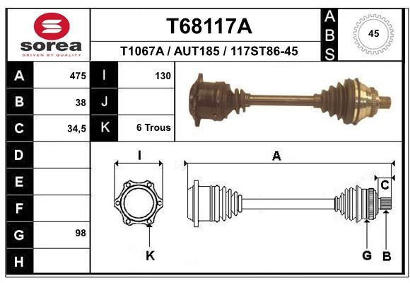 EAI hajtótengely T68117A