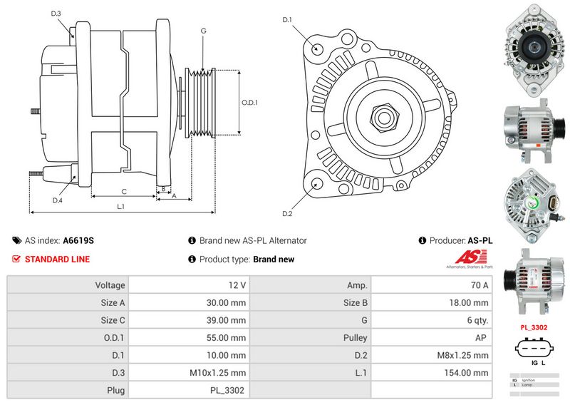 AS-PL A6619S Alternator