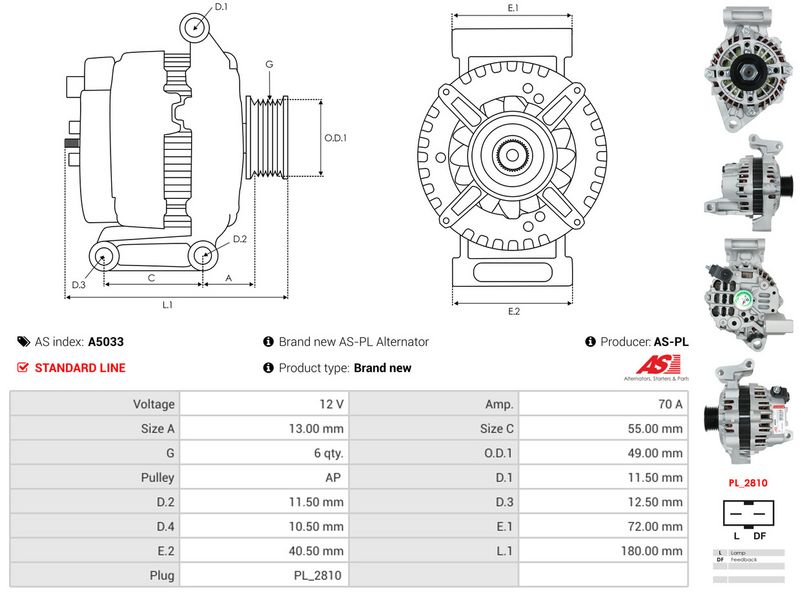 AS-PL A5033 Alternator