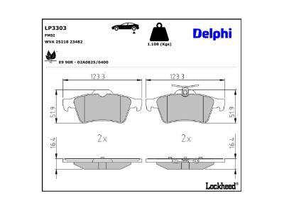 DELPHI LP3303 Brake Pad Set, disc brake
