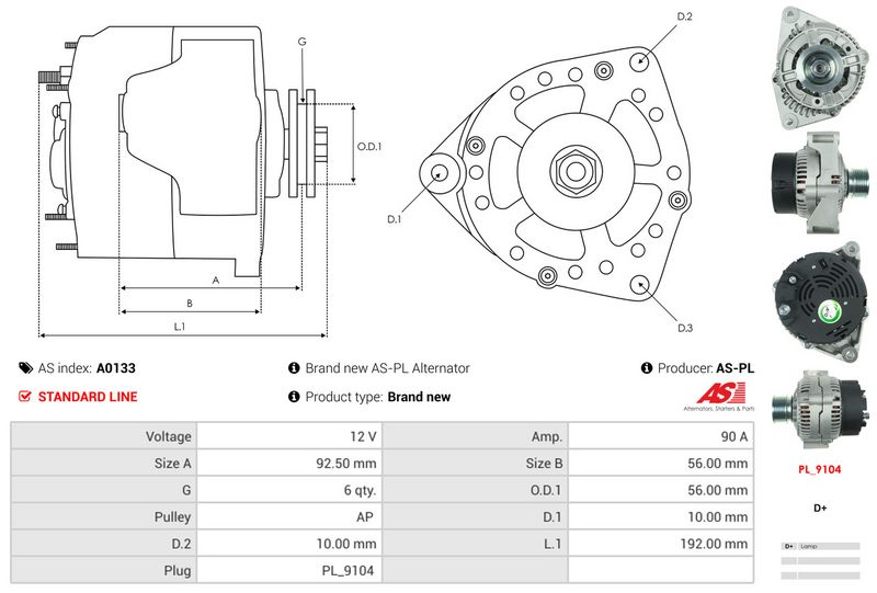 AS-PL A0133 Alternator