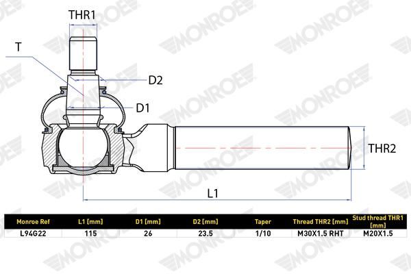 Hlava příčného táhla řízení L94G22