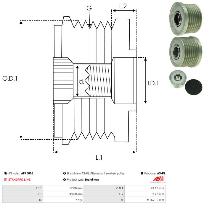 AS-PL AFP0068 Alternator Freewheel Clutch