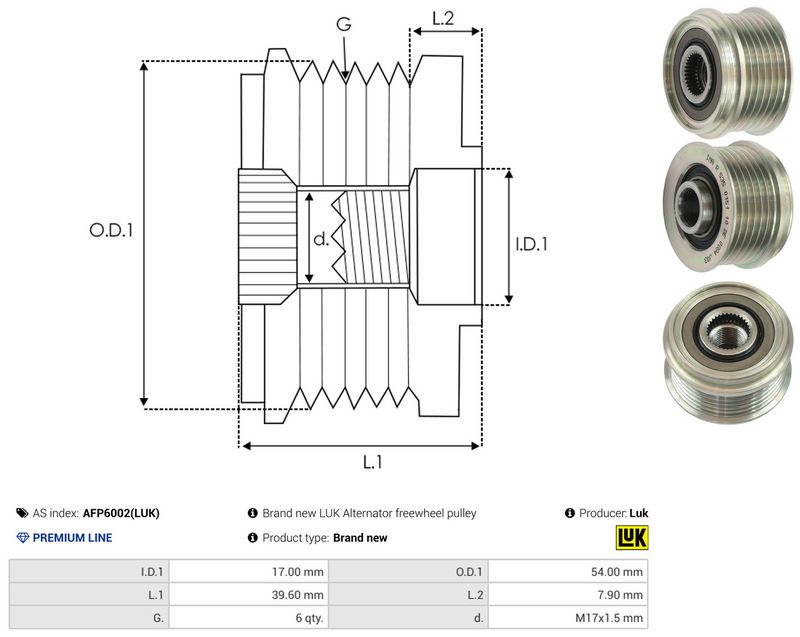 AS-PL AFP6002(LUK) Alternator Freewheel Clutch