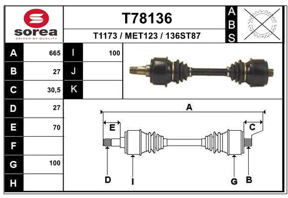 EAI hajtótengely T78136