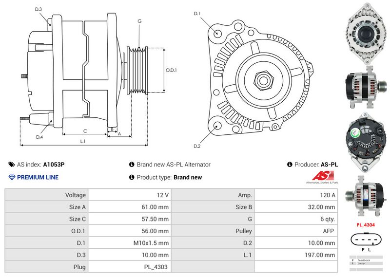 AS-PL A1053P Alternator