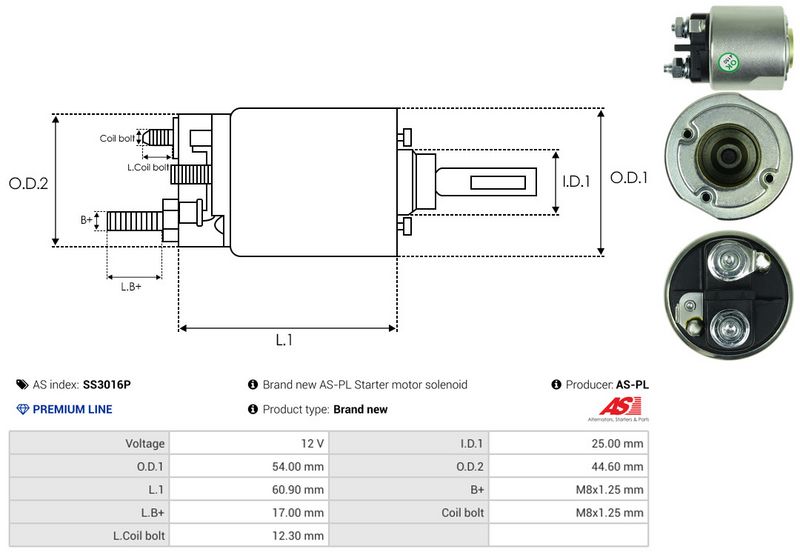 AS-PL SS3016P Solenoid Switch, starter