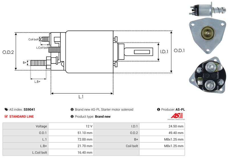Magnetlülitus, starter, AS-PL SS9041