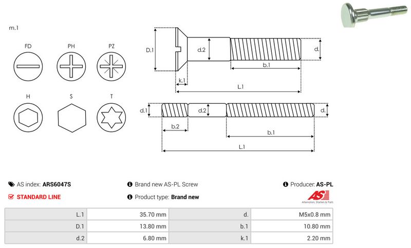 Remondikomplekt, generaator, AS-PL ARS6047S