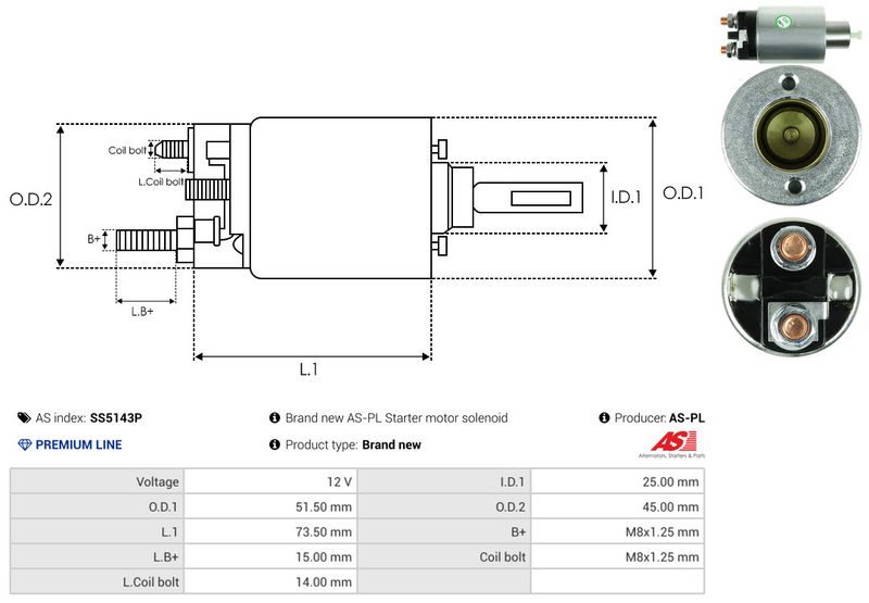 AS-PL SS5143P Solenoid Switch, starter