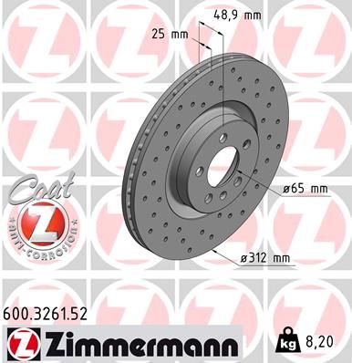 Гальмівний диск, Zimmermann 600.3261.52