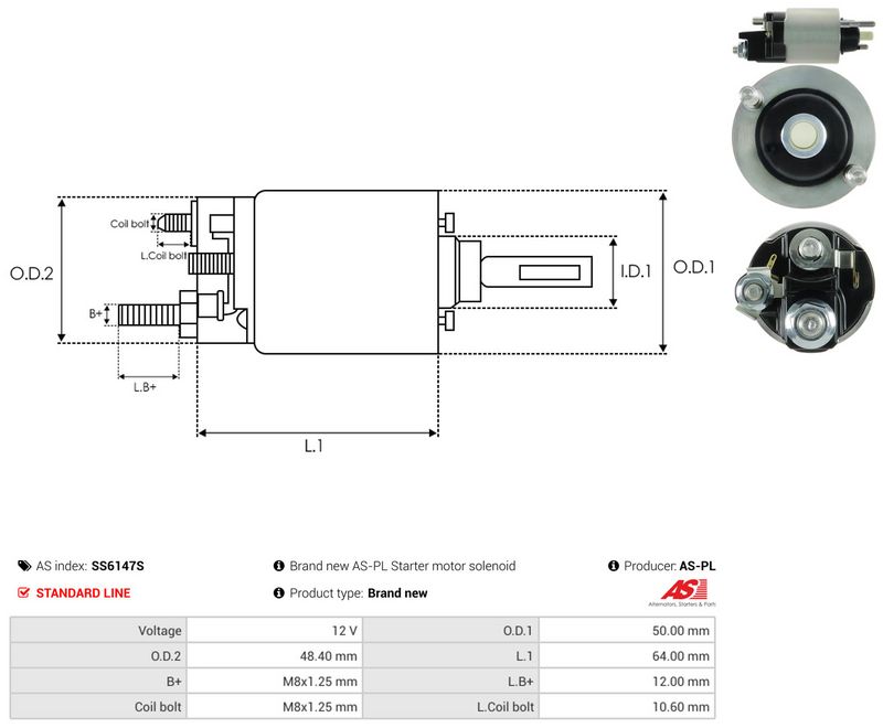 Magnetlülitus, starter, AS-PL SS6147S