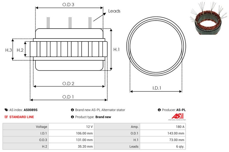 Staator, generaator, AS-PL AS0089S