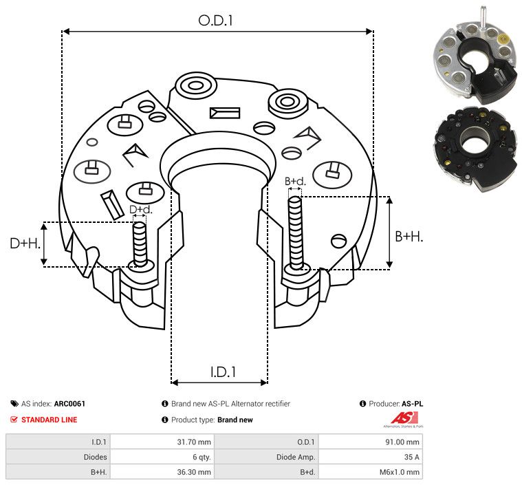 AS-PL ARC0061 Rectifier, alternator