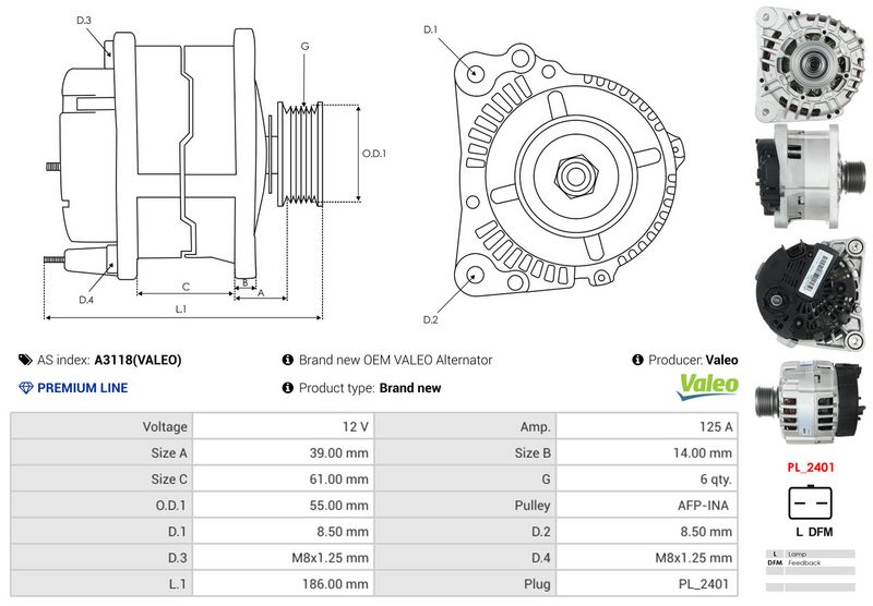AS-PL A3118(VALEO) Alternator