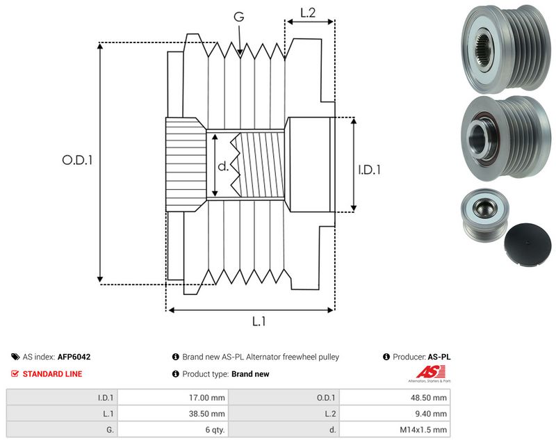 AS-PL AFP6042 Alternator Freewheel Clutch