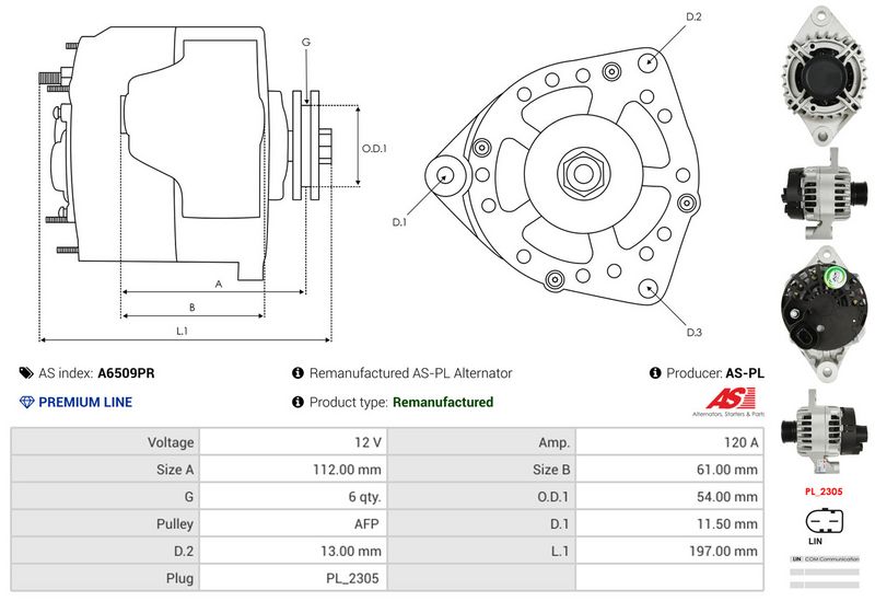 AS-PL A6509PR Alternator