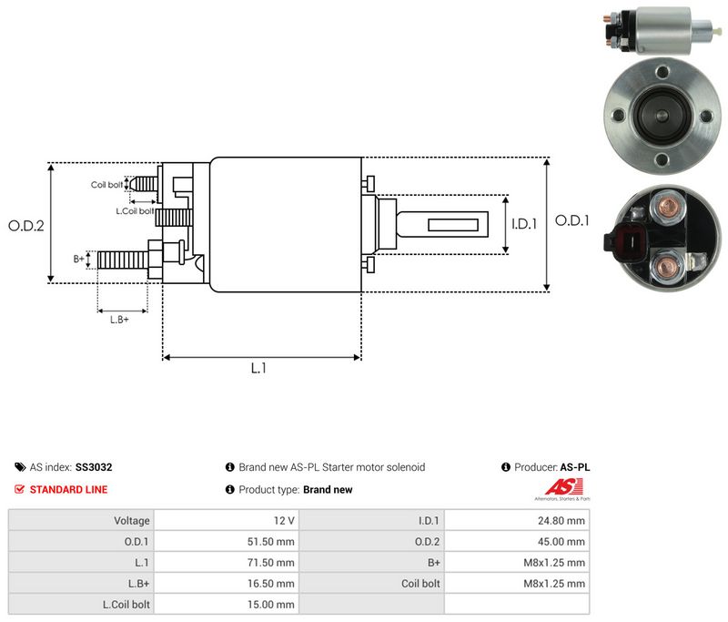 Magnetlülitus, starter, AS-PL SS3032