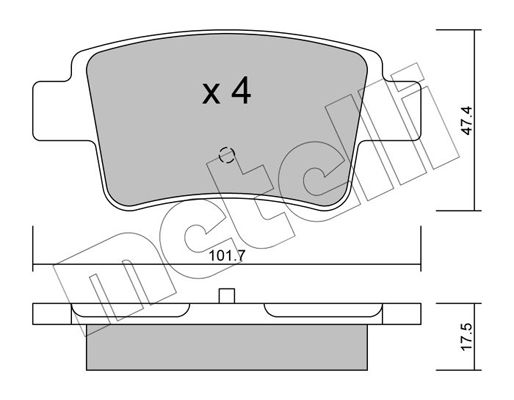 Комплект гальмівних накладок, дискове гальмо, Metelli 22-0705-0