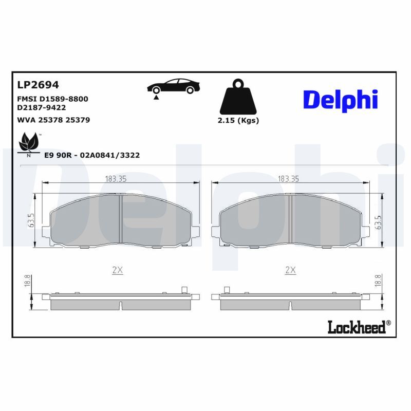 Piduriklotsi komplekt, ketaspidur, DELPHI LP2694