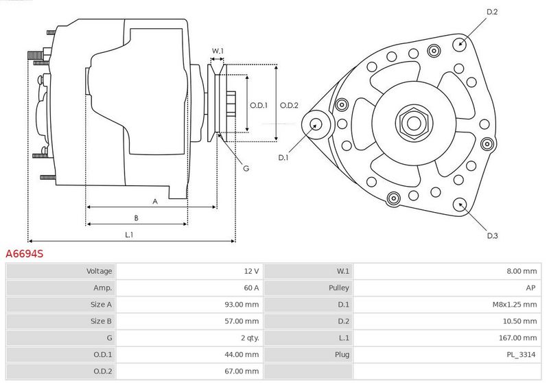 AS-PL A6694S Alternator