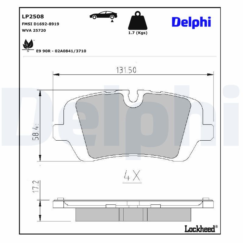 DELPHI LP2508 Brake Pad Set, disc brake
