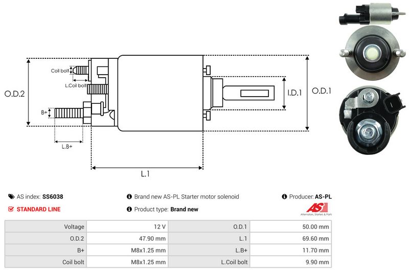 AS-PL SS6038 Solenoid Switch, starter