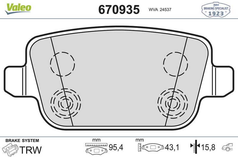 Plaquettes+de+frein+à+disque VALEO 670935