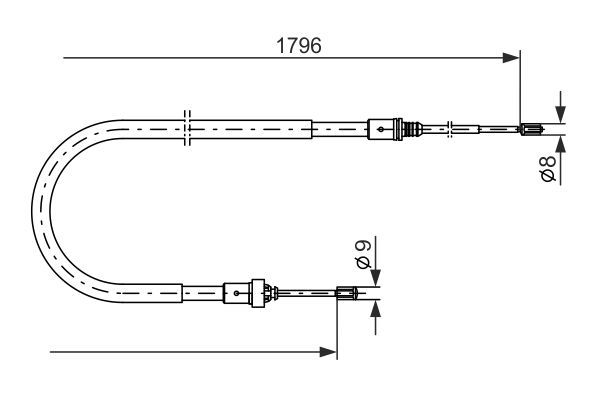 Тросовий привод, стоянкове гальмо, PEUGEOT 207, Bosch 1987477235