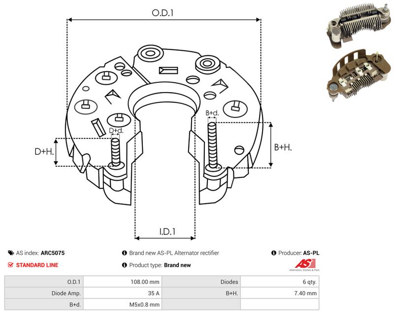 AS-PL ARC5075 Rectifier, alternator