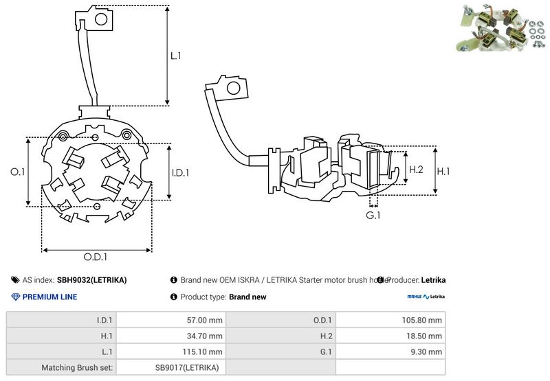 AS-PL SBH9032(LETRIKA) Holder, carbon brushes