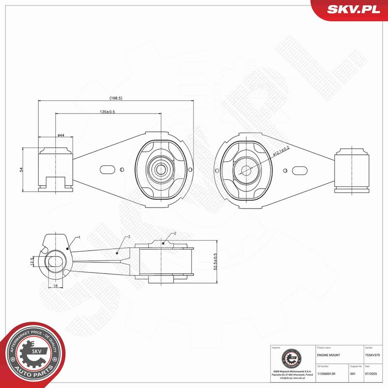 ESEN SKV 75SKV379 Mounting, engine