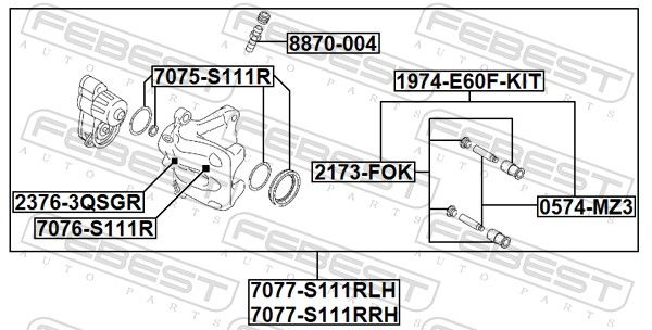 Kolvid, pidurisadul, FEBEST 7076-S111R