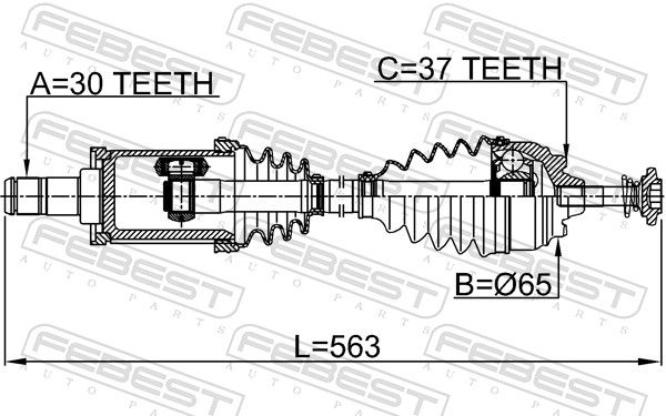 Приводний вал, Febest 1914F10LH