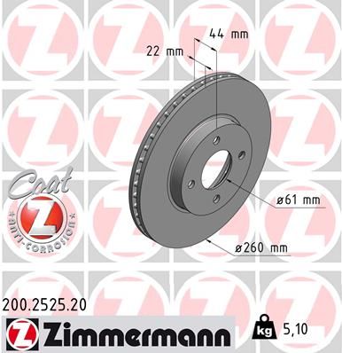 Гальмівний диск, Zimmermann 200.2525.20