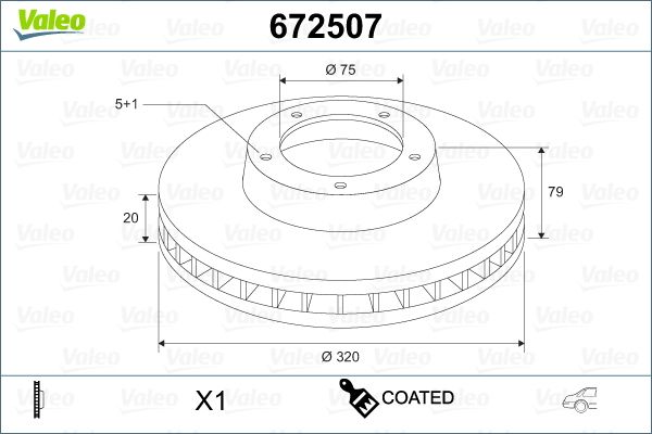 Гальмівний диск, Valeo 672507