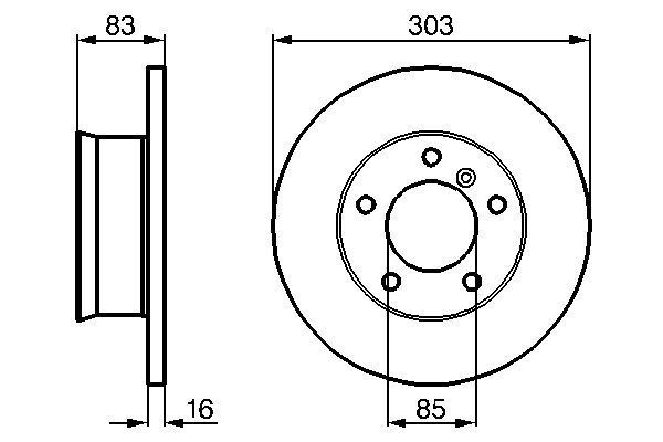 BOSCH Mercedess гальмівний диск G-Class W460/461/463 2,3-3,0 303*16