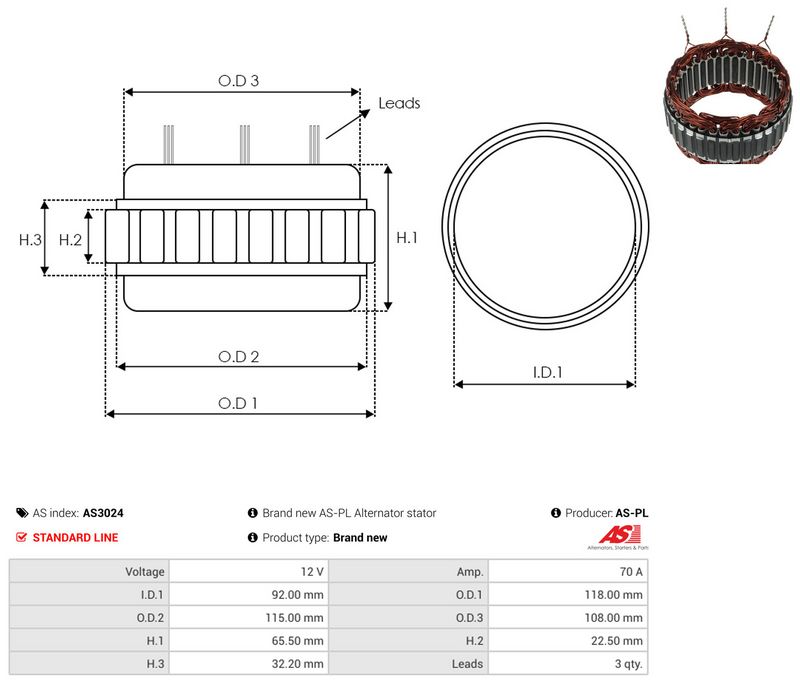 Staator, generaator, AS-PL AS3024