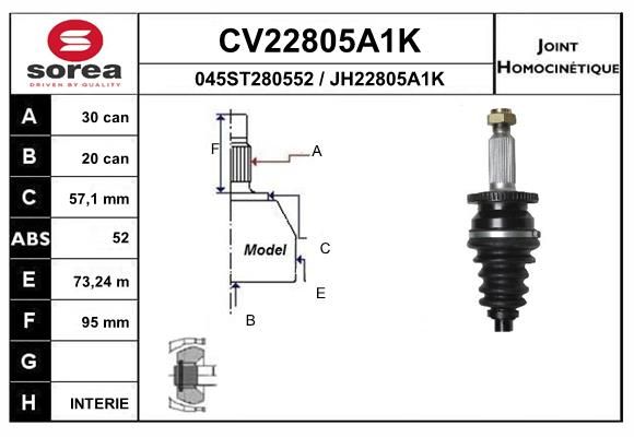 EAI csuklókészlet, hajtótengely CV22805A1K