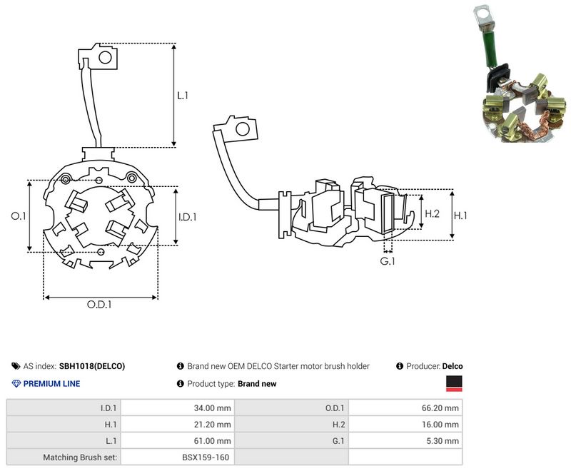 AS-PL SBH1018(DELCO) Holder, carbon brushes