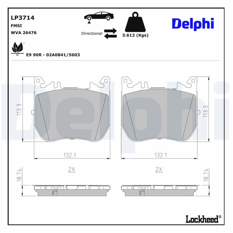 Piduriklotsi komplekt, ketaspidur, DELPHI LP3714