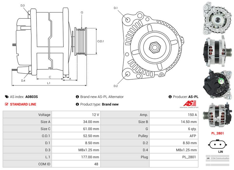AS-PL A0803S Alternator