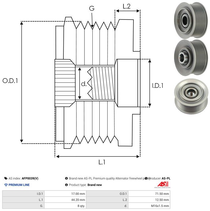 AS-PL AFP0039(V) Alternator Freewheel Clutch
