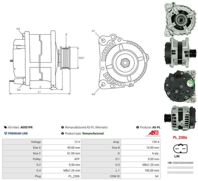 Generaator, AS-PL A0551PR