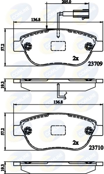 Комплект гальмівних накладок, дискове гальмо, Comline CBP12140