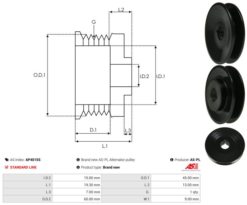 AS-PL AP4015S Belt Pulley, alternator